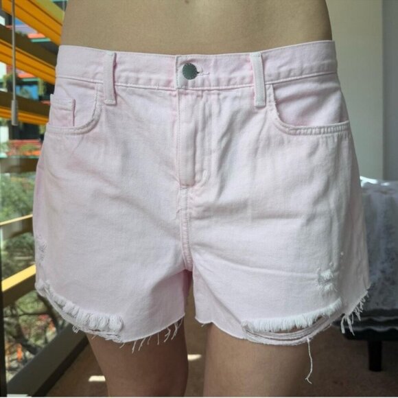 Lagence Audrey Mid Rise Pink Denim Shorts - Picture 1 of 5